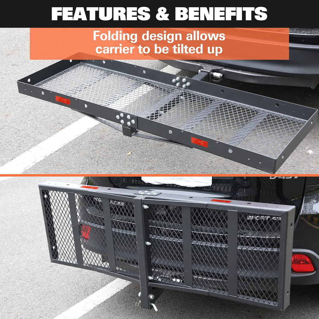 Black Steel Hitch Cargo Carrier with Ratchet Straps A273323