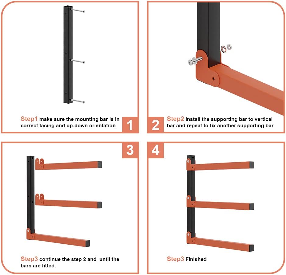 Metal Wall Mount Wood Storage Rack, Pack of 2 U230