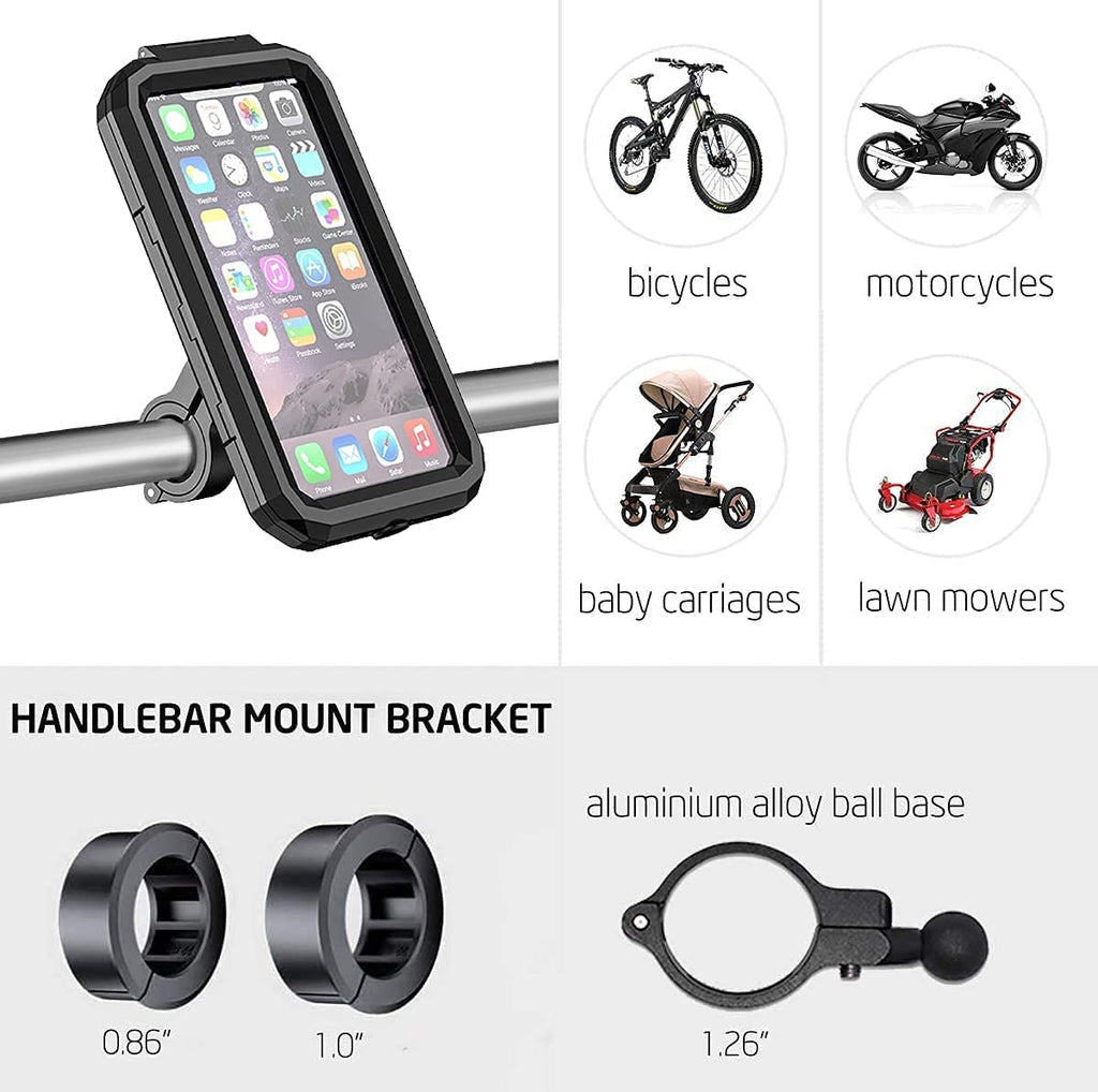 Waterproof Motorcycle Phone Mount 360° Ball Rotation Bike Cellphone Holder X695846