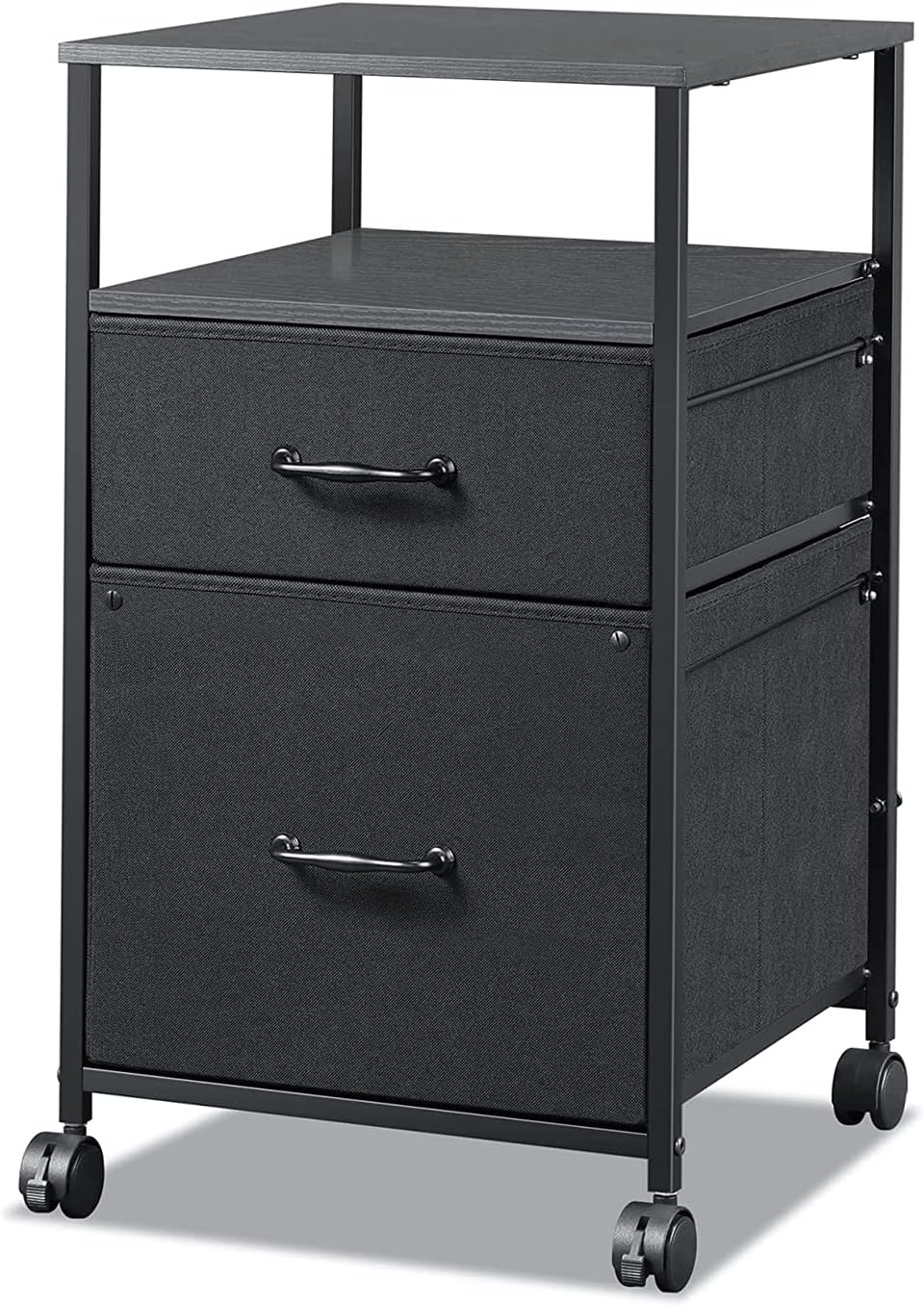Rustic Brown Mobile File Cabinet with Open Storage Shelf R9522