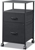 Rustic Brown Mobile File Cabinet with Open Storage Shelf R9522