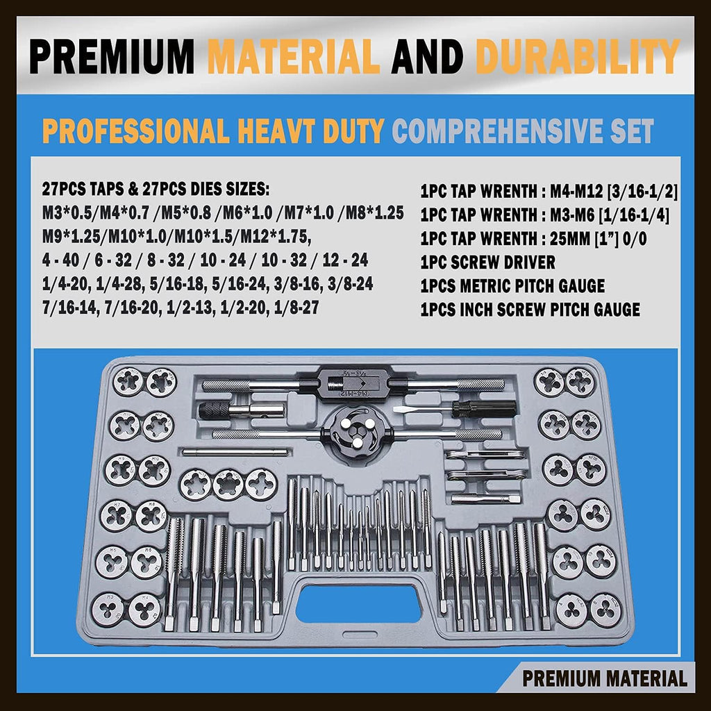 60 Piece Metric & SAE Tap and Die Tool Set with Storage Case O30848
