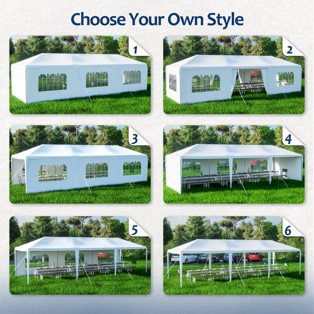 10x30' Outdoor Canopy Tent with 8 Removable Sidewalls Q7653