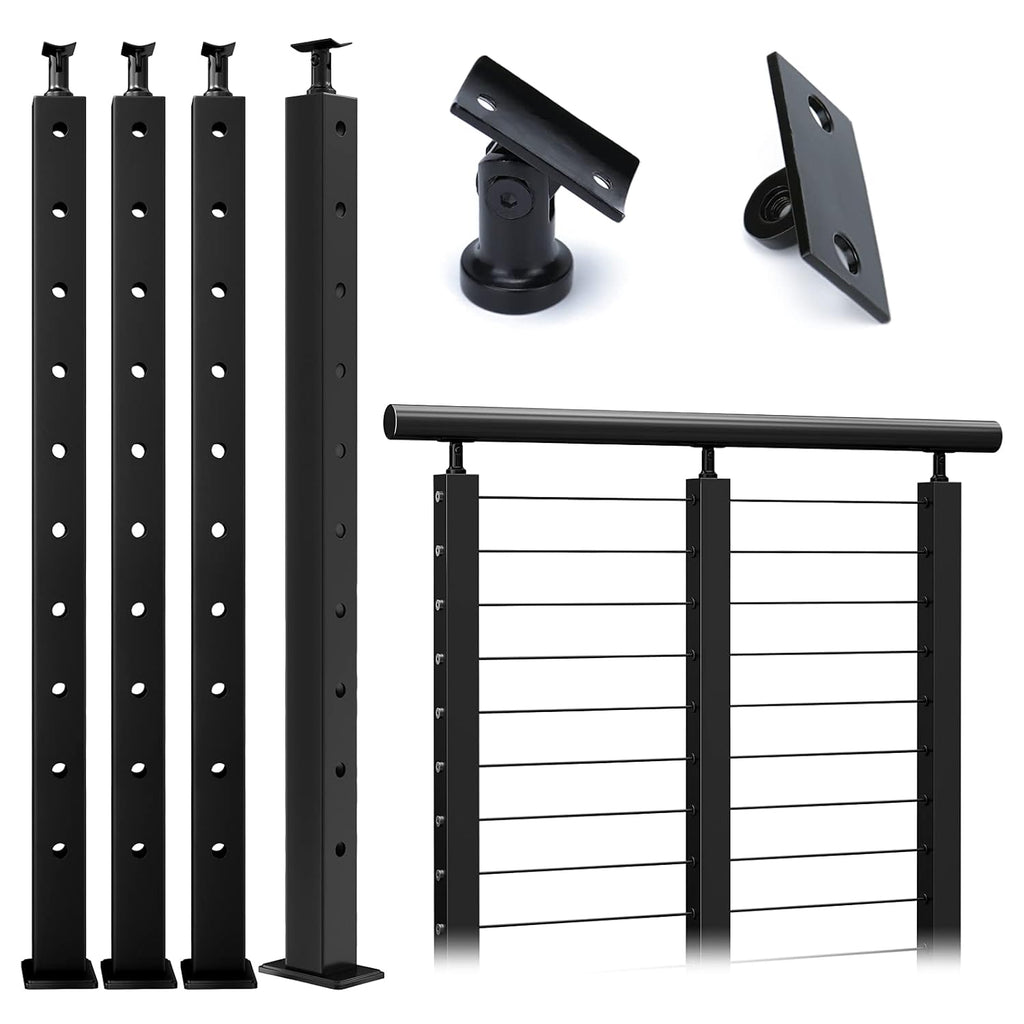 4 Pack 36x2x2 Stainless Steel Black Cable Railing Post M221144