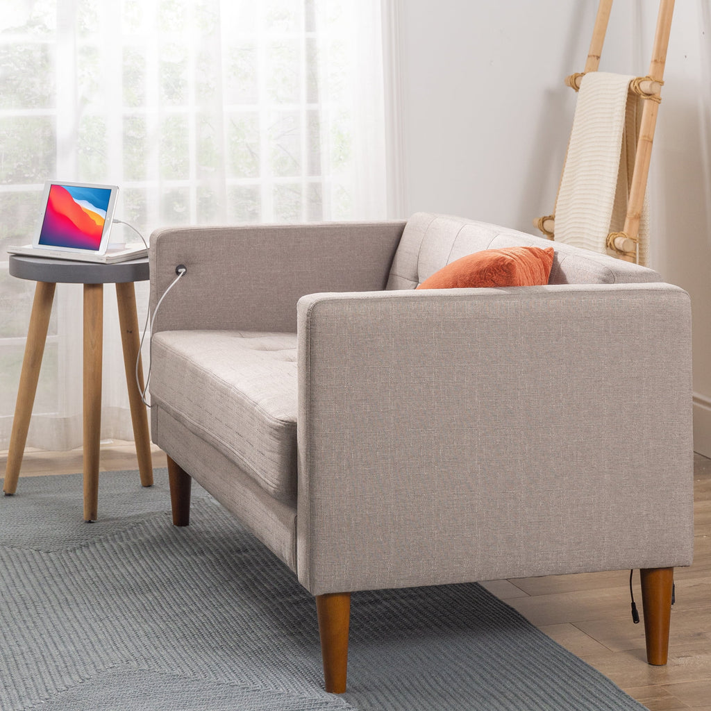 Oatmeal 2 Seat Loveseat with USB Ports E4856