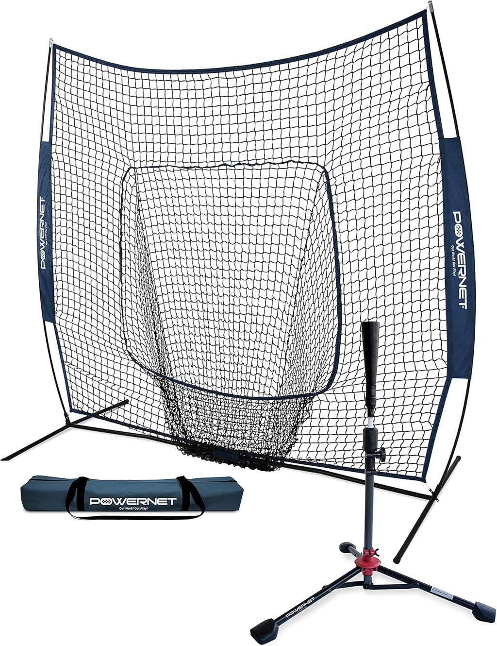 7x7 Baseball Softball Practice Net with Travel Tee O474