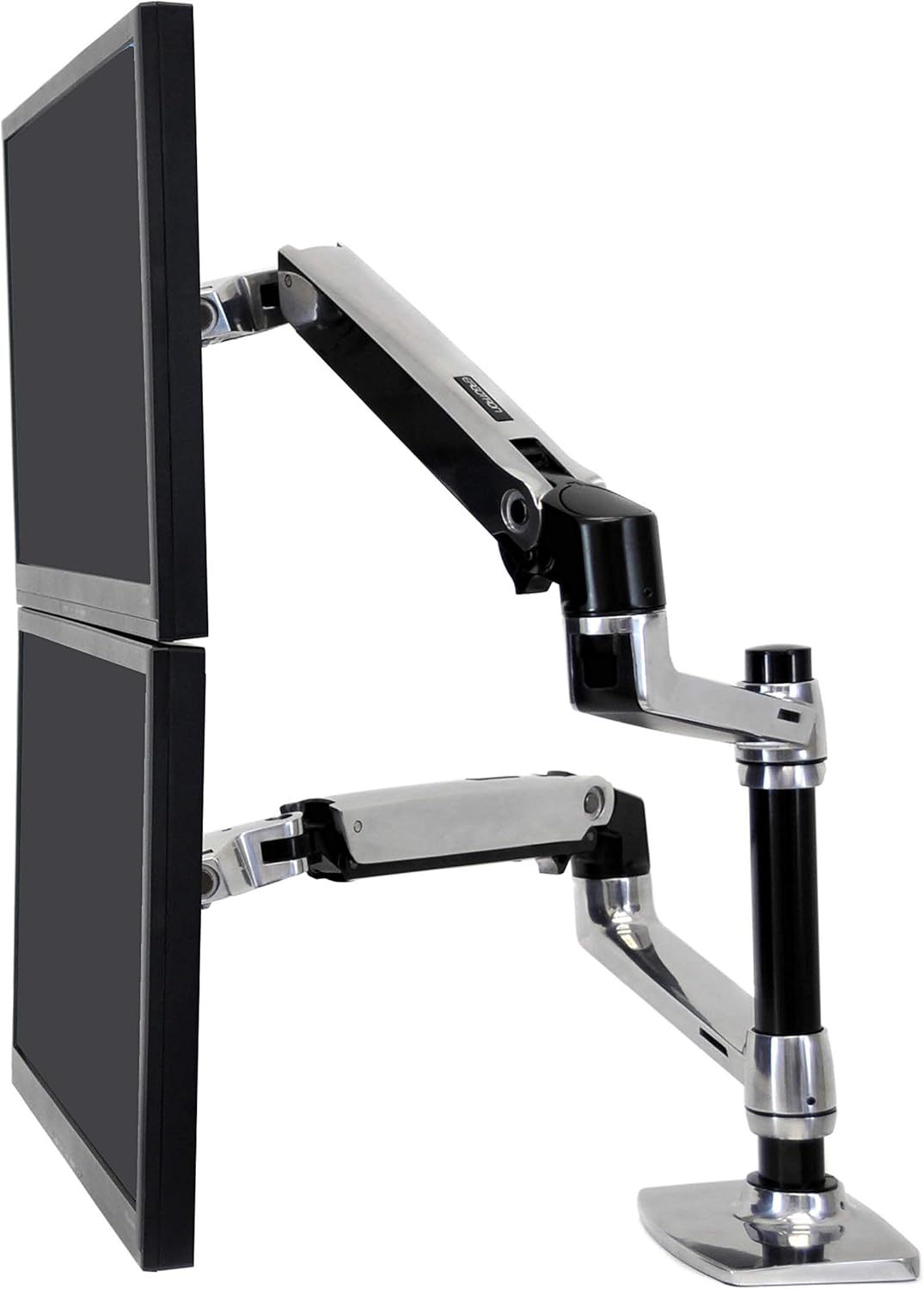White Tall Pole Dual Monitor Arm for 2 Monitors R586