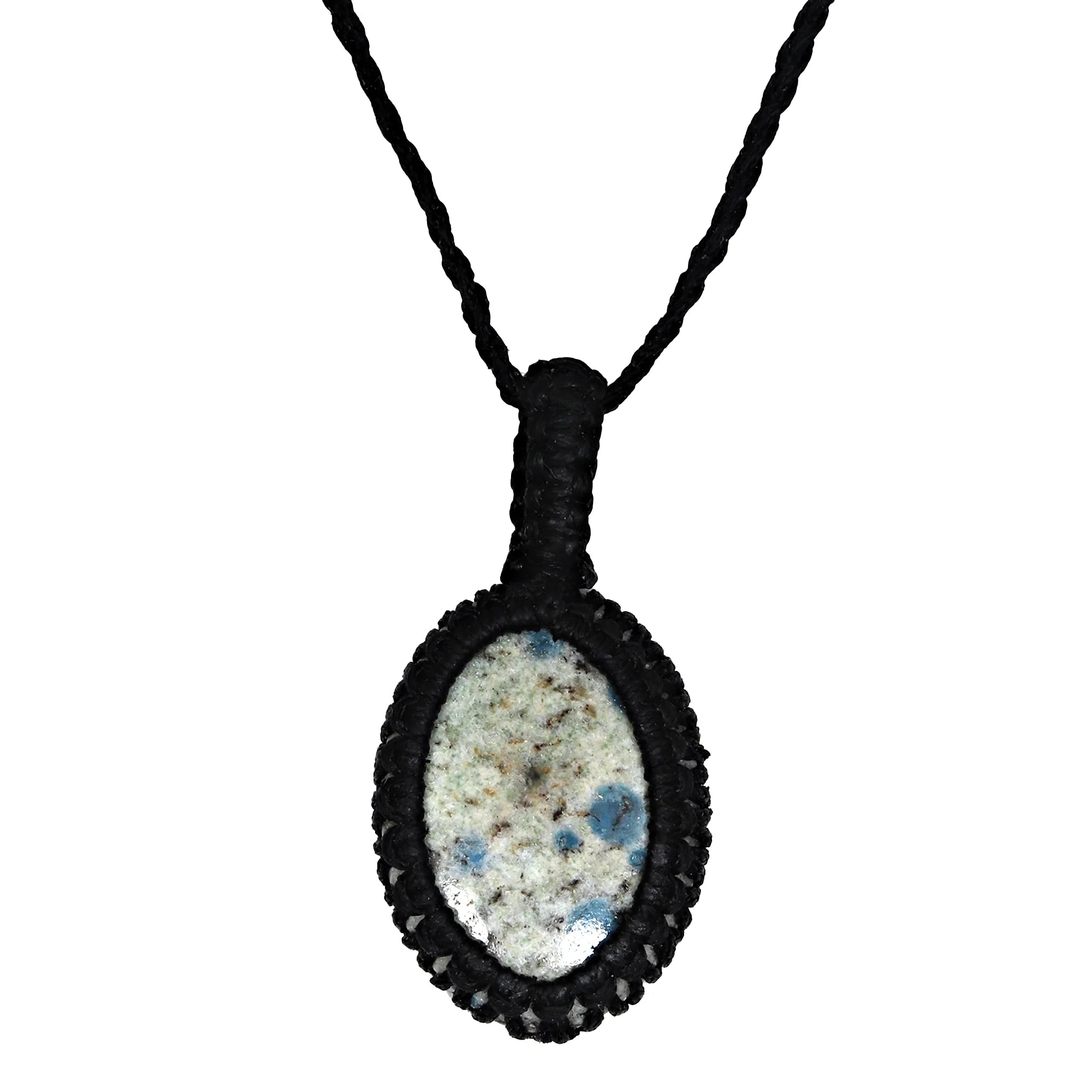 Jasper Gemstone Macrame Pendant Necklace 20-32 in D9478