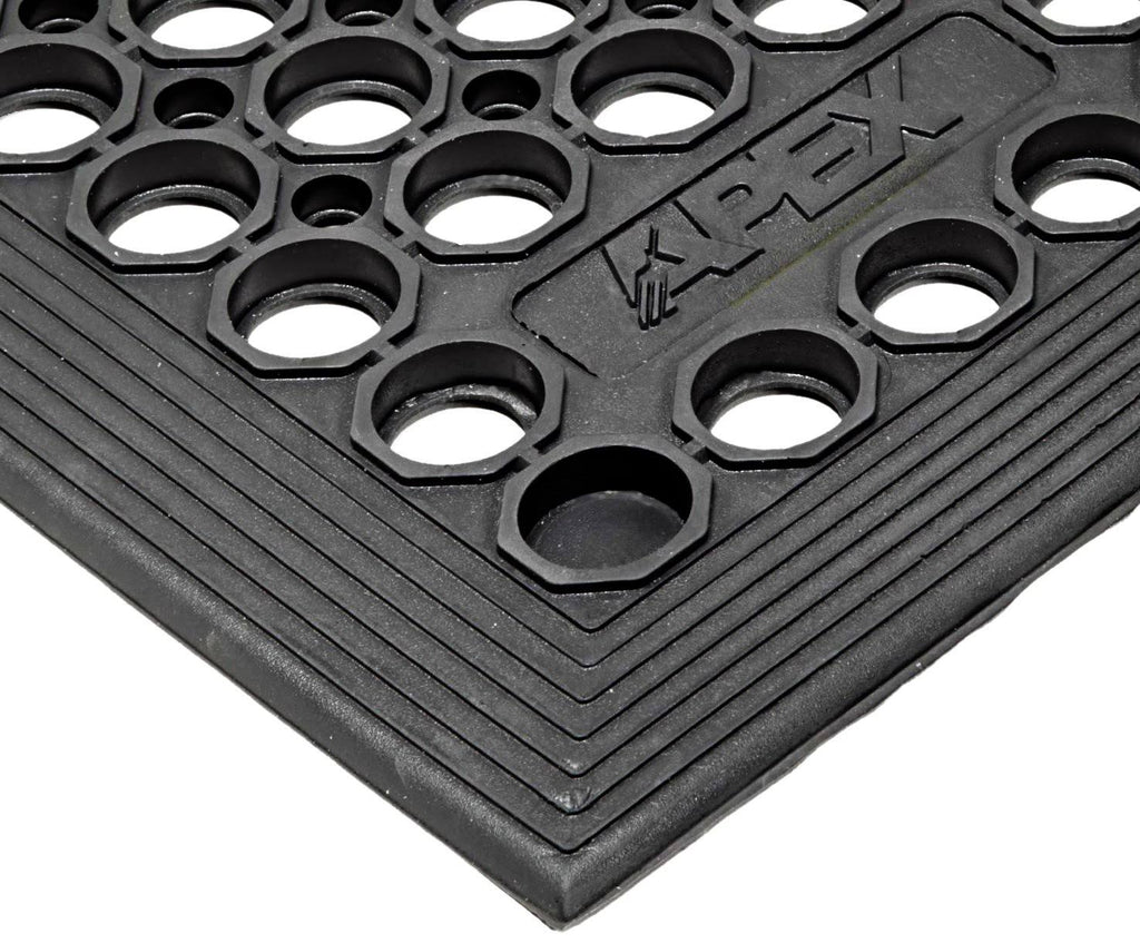 Rubber Drainage Mat, 3' Width x 10' Length, Black N3788