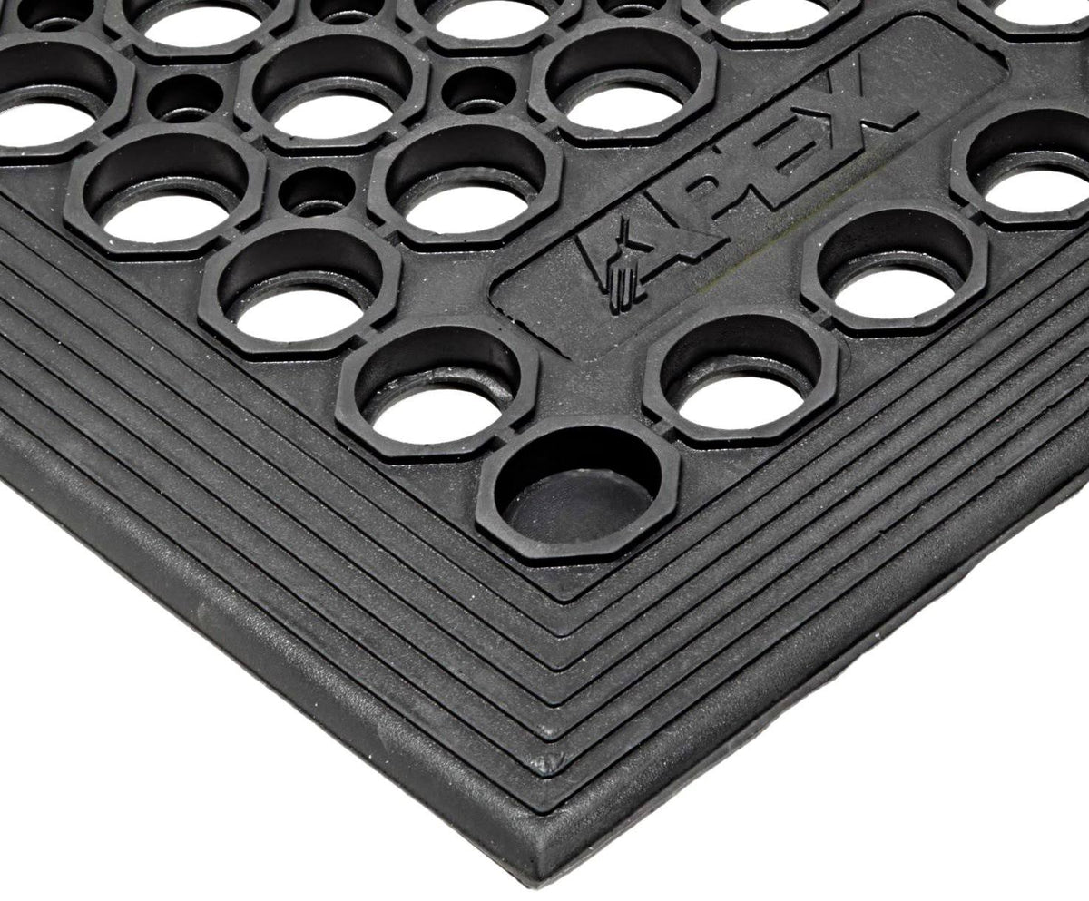 Rubber Drainage Mat, 3' Width x 10' Length, Black N3788