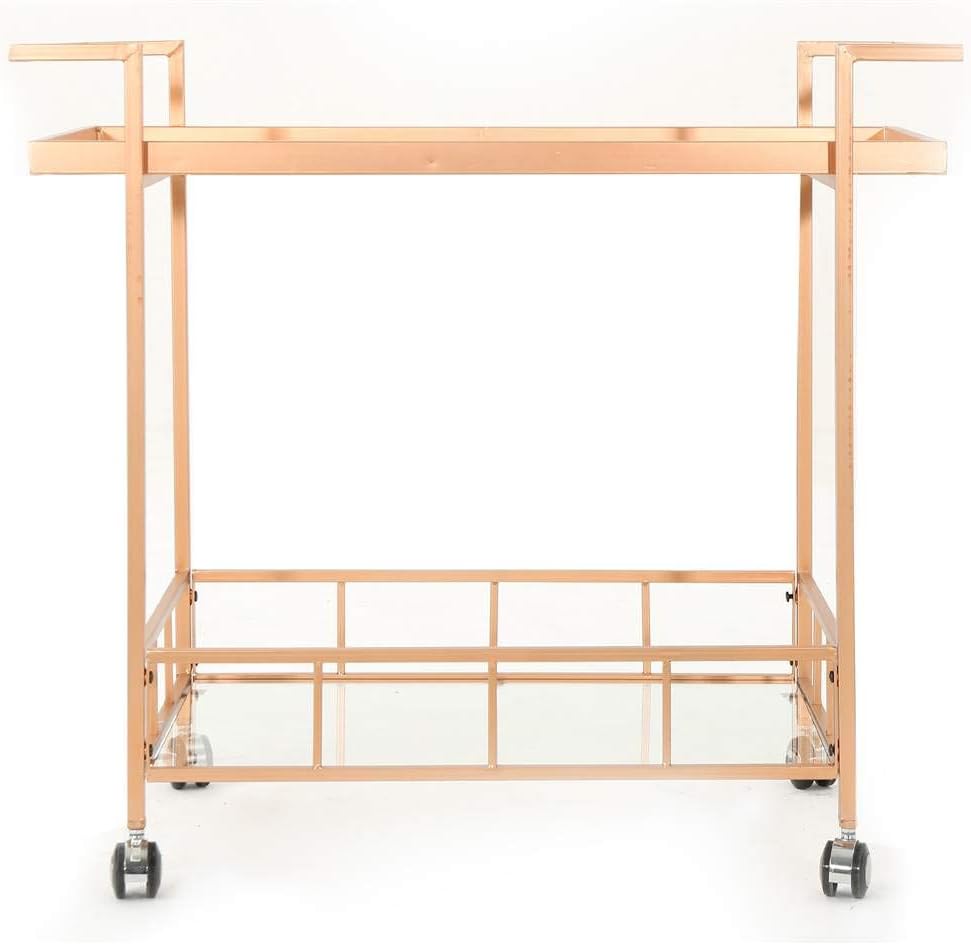 Industrial Glass Bar Cart with Shelves A67458
