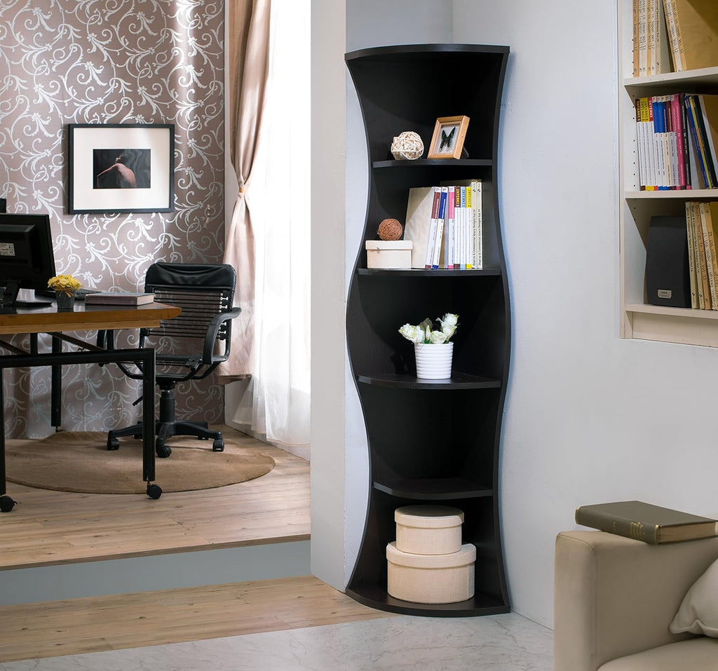 Walnut Wooden Corner Bookcase G16445