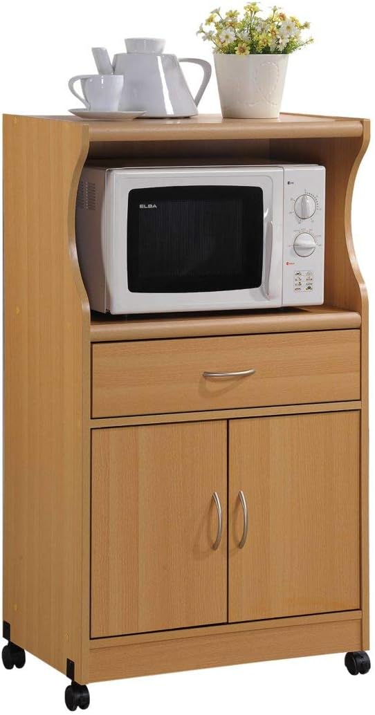 Black-Beech Microwave Kitchen Cart S2619