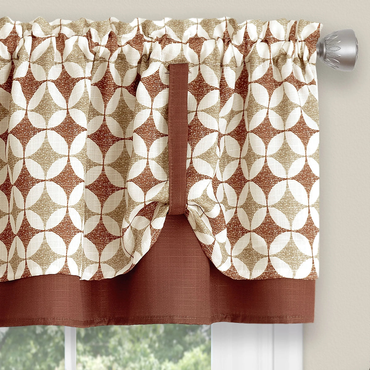 Spice/Tan Window Curtain Tier Pair and Valance Set M250