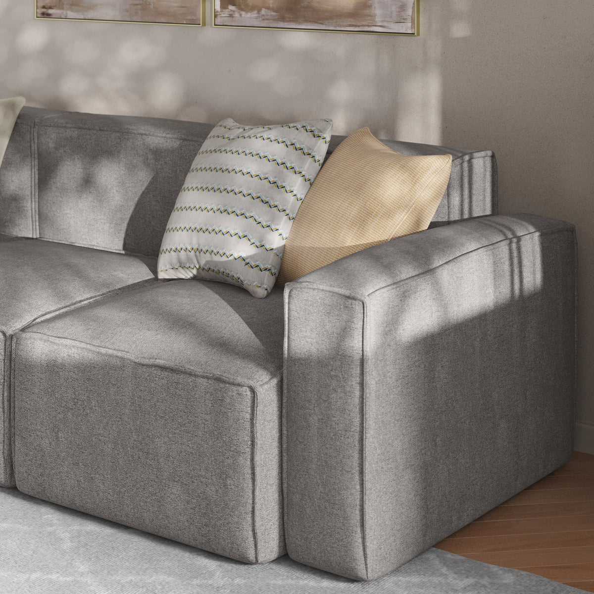Gray Modular Sectional Sofa with Arm Rest N91588