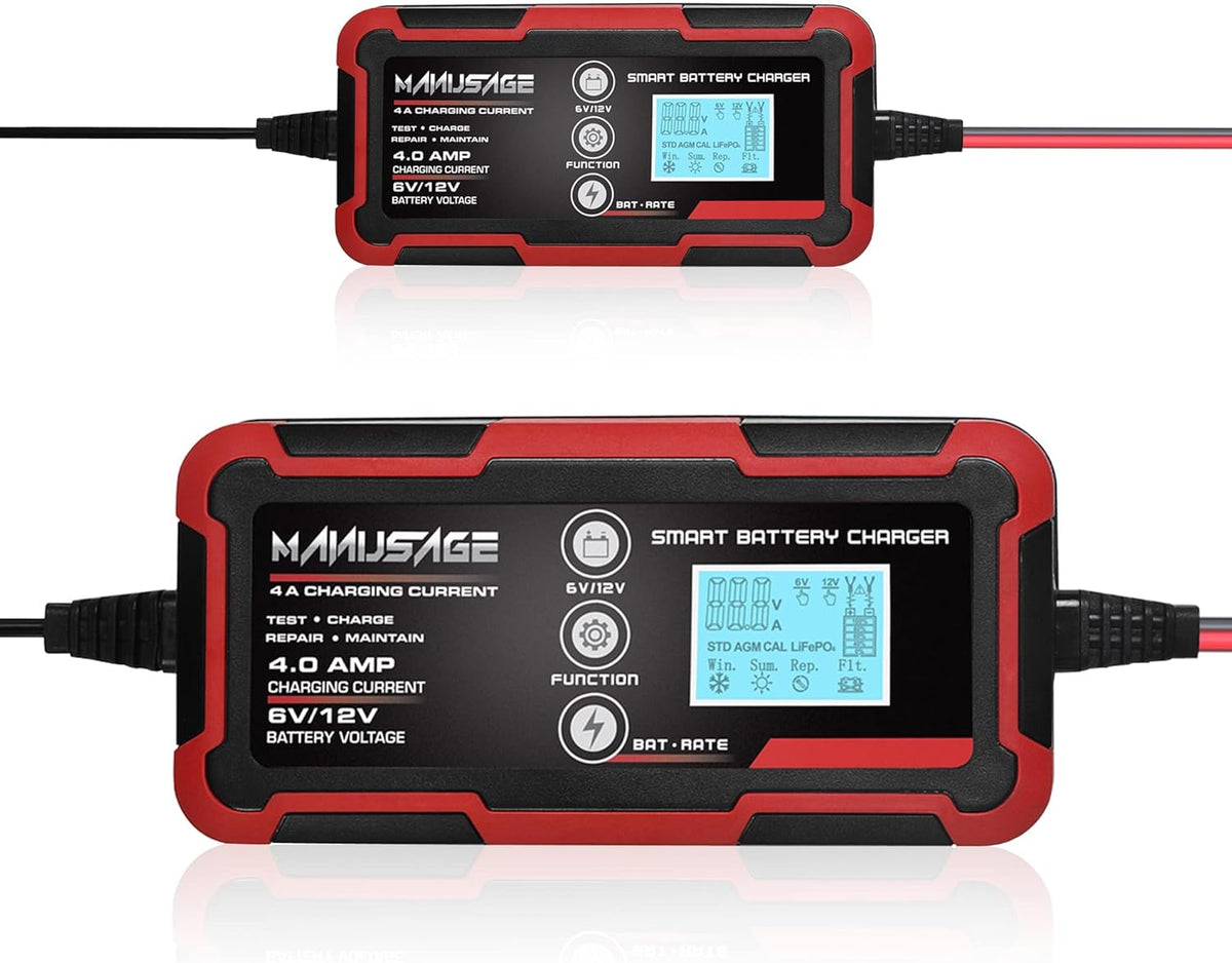 4-Amp 6V and 12V Battery Charger, Pack of 2 L63763