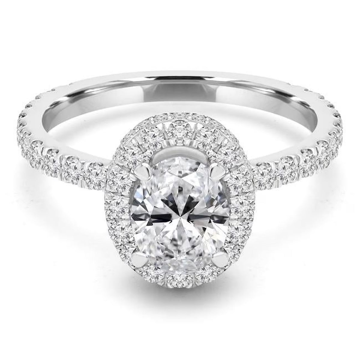 14K White Gold Oval Diamond Halo Engagement Ring X49890