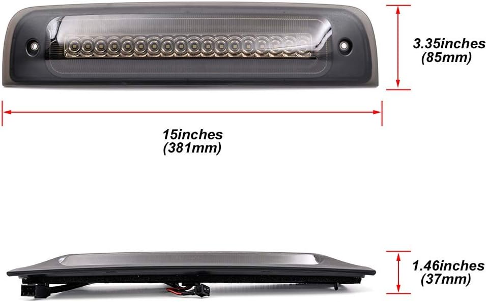 Red LED Strobe High Mount Stop Light Smoke Lens Pack of 2 J5816